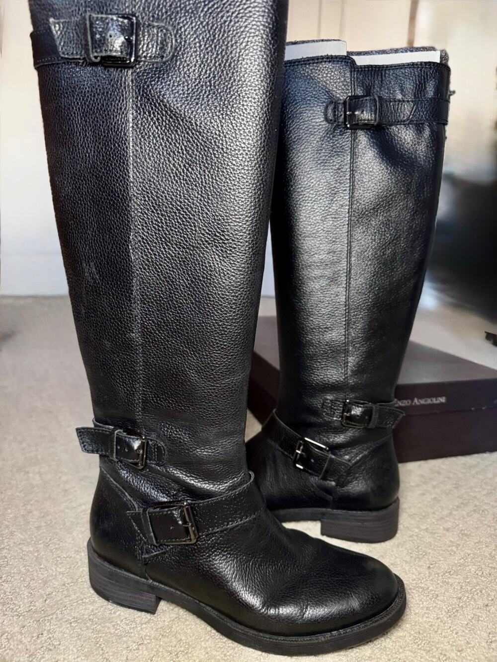 Enzo Angiolini Black Leather Upper Boot Size 7 Women’s Professional Casual